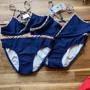 NEW Burberry Girls' Check Trim Navy Two Piece.